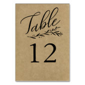 Elegant Kraft Wedding Table Number Sjablonen Kaart (Achterkant)