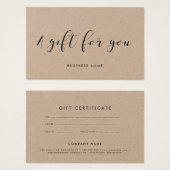 Elegant kraftgeschenkcertificaat voor kalligrafie visitekaartje (Voorkant /achterkant)