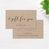 Elegant kraftgeschenkcertificaat voor kalligrafie visitekaartje (Bureau)