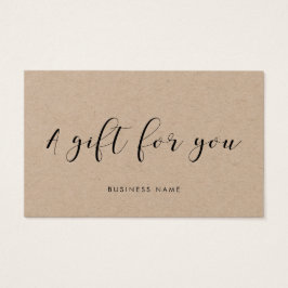 Elegant kraftgeschenkcertificaat voor kalligrafie visitekaartje