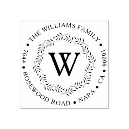 Elegant krans aangepaste monogram retour adres rubberstempel