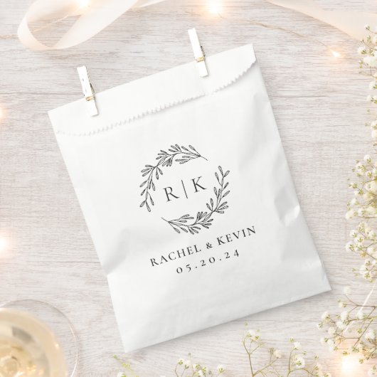 Elegant krans bruiloft Initiaal Monogram Bedankzakje (Geknipt)