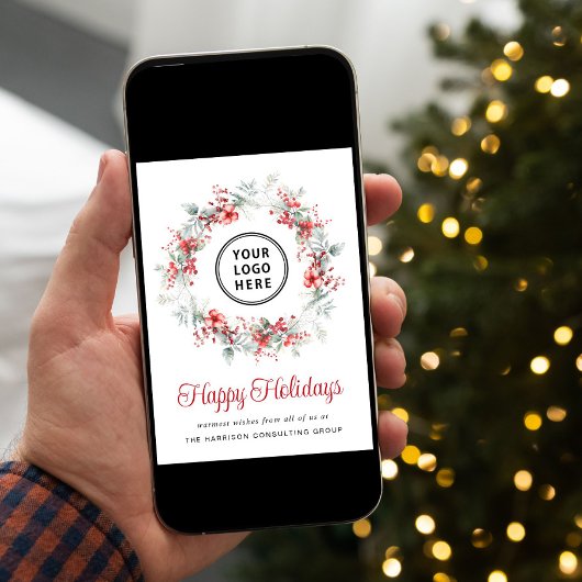 Elegant krans Business Logo Corporate Christmas Feestdagenkaart