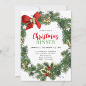 Elegant krans kerstdiner partij kaart (Voorkant)