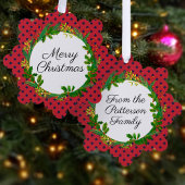 Elegant krans Modern rood Voeg naam Kerstmis toe Ornament Kaart