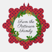 Elegant krans Modern rood Voeg naam Kerstmis toe Ornament Kaart (Achterkant)