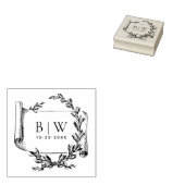 Elegant  krans Monogram Bruiloft Hout Rubberstempel (Gestempeld)