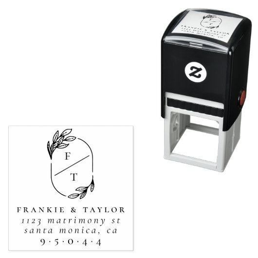Elegant krans monogram | Bruiloft retouradres Zelfinktende Stempel (In situ)