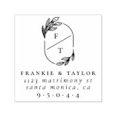 Elegant krans monogram | Bruiloft retouradres Zelfinktende Stempel (Design)