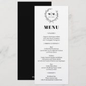 Elegant Krans Monogram Trouwmenu Kaart (Voorkant / Achterkant)