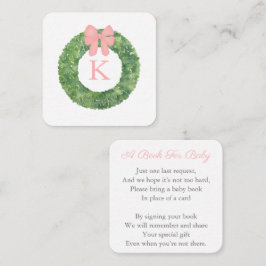 Elegant krans roze boog Baby shower boek voor Baby Informatiekaartje