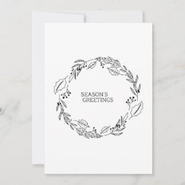 Elegant krans schets seizoen groeten, minimaal feestdagenkaart