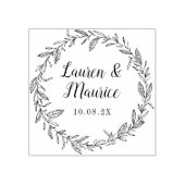 Elegant krans script botanische bloemenbruiloft rubberstempel (Afrduk)