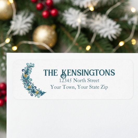 Elegant kranszwaai retouradres etiket