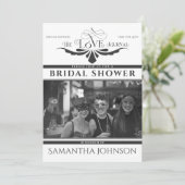 Elegant Krant Zwart Bruids & Koppels Douche Kaart (Staand voorkant)