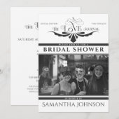 Elegant Krant Zwart Bruids & Koppels Douche Kaart (Voorkant / Achterkant)