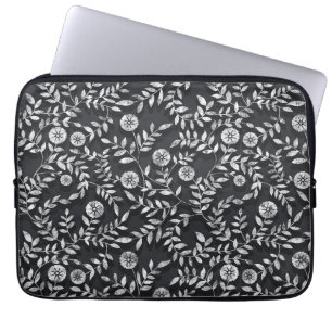 Elegant krijtbord bloempatroon laptop sleeve