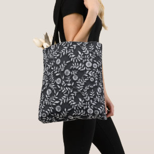 Elegant krijtbord bloempatroon tote bag
