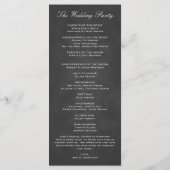 Elegant krijtbord filigraan bruiloft programma programmakaart (Achterkant)