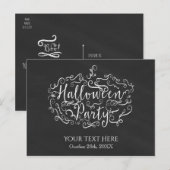 Elegant krijtbord pompoen Halloween Party Uitnodiging Briefkaart (Voorkant / Achterkant)