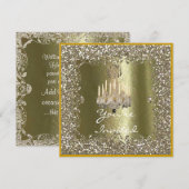 ELEGANT KRISTAL Gouden Glitter Kerst Uitnodiging (Voorkant / Achterkant)