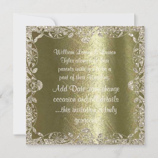 ELEGANT KRISTAL Gouden Glitter Kerst Uitnodiging (Achterkant)