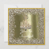ELEGANT KRISTAL Gouden Glitter Kerst Uitnodiging (Voorkant)