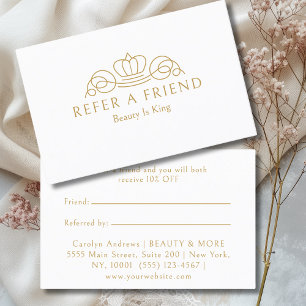 Elegant Kroon Logo Salon Wit Aanbevelingskaartje
