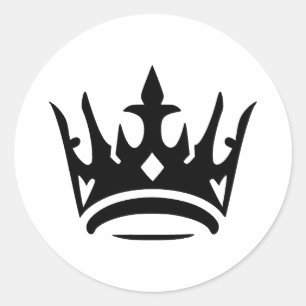Elegant kroon silhouet in monochroom ronde sticker