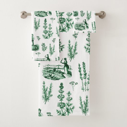 Elegant  Kruiden Tuin Sage Groen Toile Bad Handdoek (Insitu)