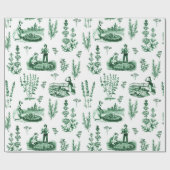 Elegant  Kruiden Tuin Sage Groen Toile Cadeaupapier (Vlak)