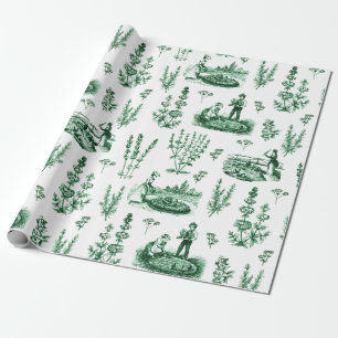 Elegant  Kruiden Tuin Sage Groen Toile Cadeaupapier