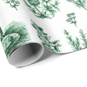 Elegant  Kruiden Tuin Sage Groen Toile Cadeaupapier (Rol Hoek)