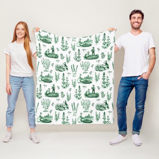 Elegant  Kruiden Tuin Sage Groen Toile Fleece Deken (In situ)