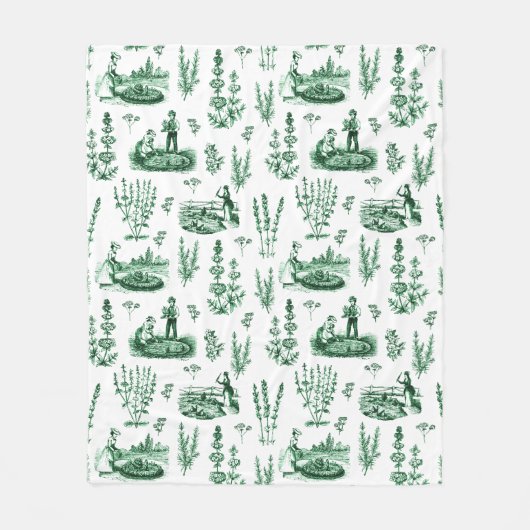 Elegant  Kruiden Tuin Sage Groen Toile Fleece Deken (Voorkant)