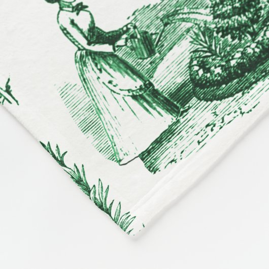 Elegant  Kruiden Tuin Sage Groen Toile Fleece Deken (Hoek)