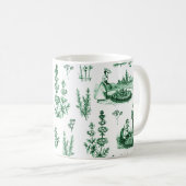 Elegant Kruiden Tuin Sage Groen Toile Koffiemok (Voorkant rechts)