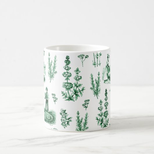 Elegant Kruiden Tuin Sage Groen Toile Koffiemok (Center)