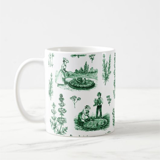 Elegant  Kruiden Tuin Sage Groen Toile Koffiemok (Links)