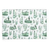 Elegant  Kruiden Tuin Sage Groen Toile Kussensloop (Voorkant-Rechts)