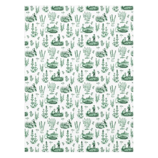 Elegant  Kruiden Tuin Sage Groen Toile Tafelkleed (Voorkant)