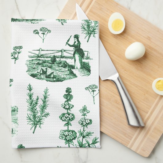 Elegant Kruiden Tuin Sage Groen Toile Theedoek (Quarter Fold)