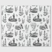 Elegant  kruidentuin zwart wit toilet cadeaupapier (Vlak)