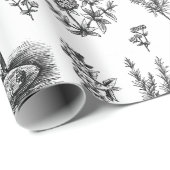 Elegant  kruidentuin zwart wit toilet cadeaupapier (Rol Hoek)