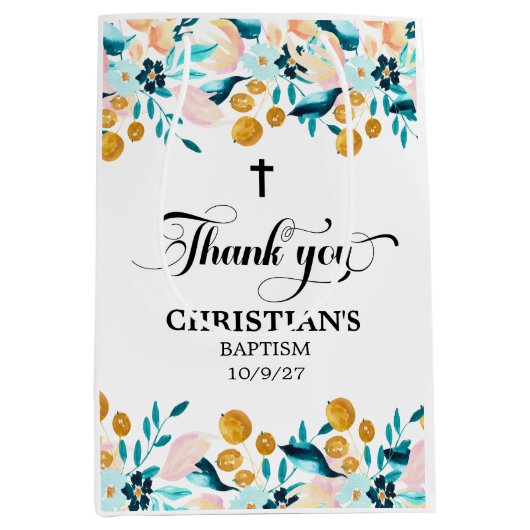 Elegant kruis blauw doopsel medium cadeauzakje (Voorkant)