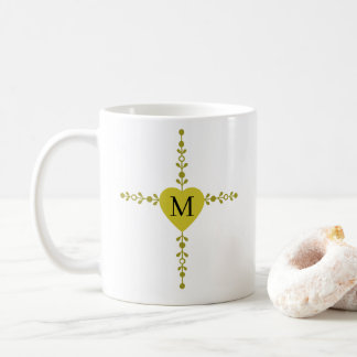 Elegant Kruis en Hart Enkele Initiële Liefde Koffiemok