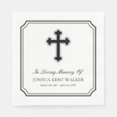 Elegant kruis in liefdevolle herinnering begrafeni servet (Voorkant)