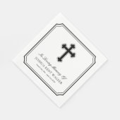 Elegant kruis in liefdevolle herinnering begrafeni servet (Hoek)