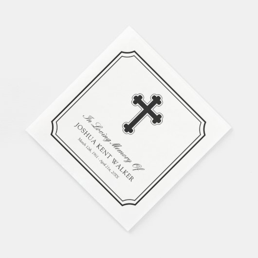 Elegant kruis in liefdevolle herinnering begrafeni servet (Hoek)