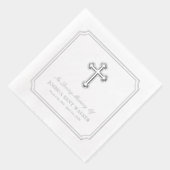 Elegant kruis in liefdevolle herinnering Zilveren  Folie Servetten (Rechts)